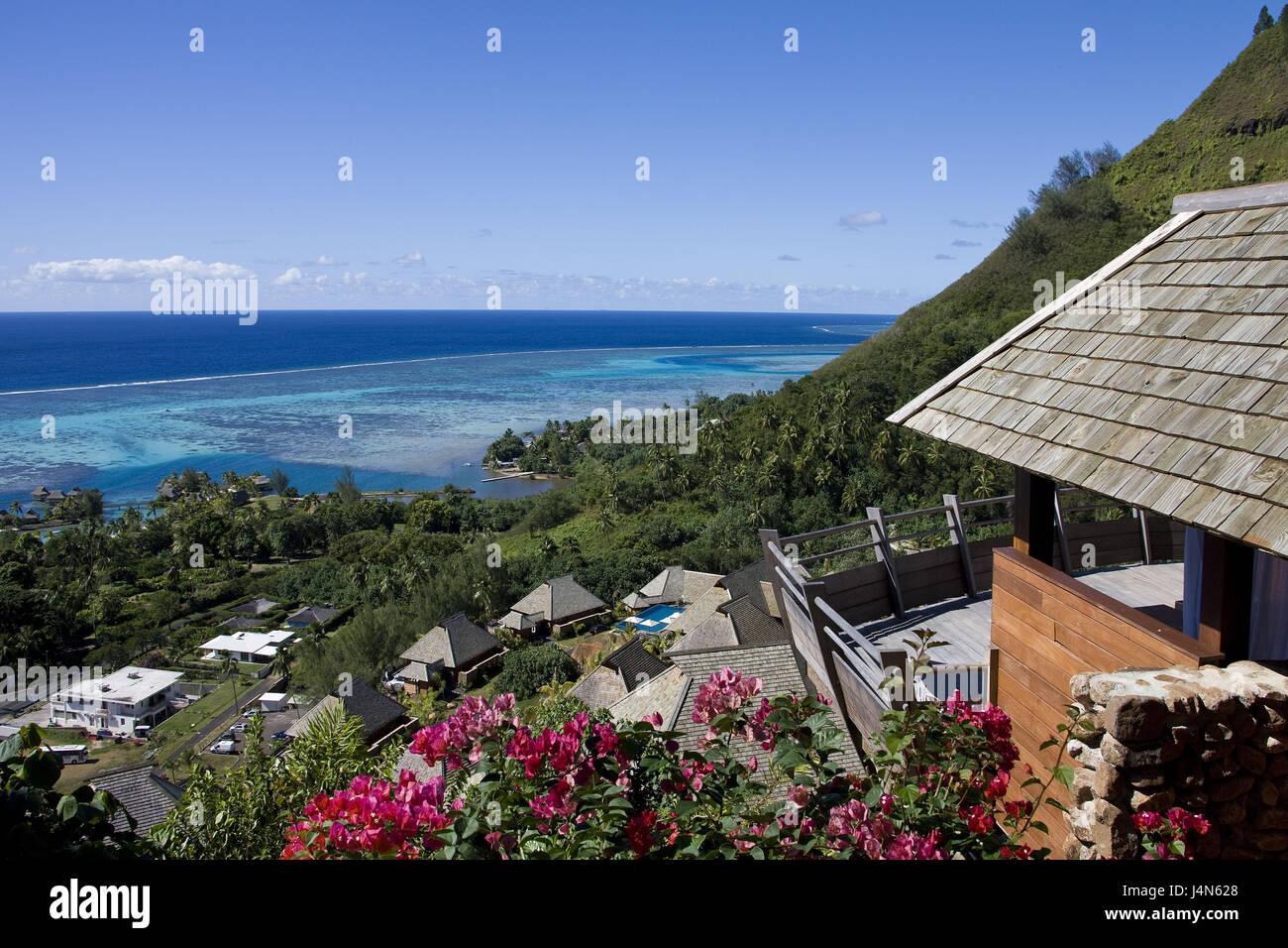 French Polynesia, Moorea, hillside situation, houses, Stock Photo