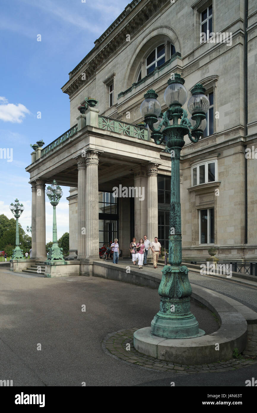 Germany, food, dysentery area, Bredeney, Villa hill, detail, lantern, tourist, North Rhine-Westphalia, Essen-Bredeney, part of town, family seat, industrialist's family, prestige building, museum, croup archive, art exhibits, people, visitors, no model release, Stock Photo