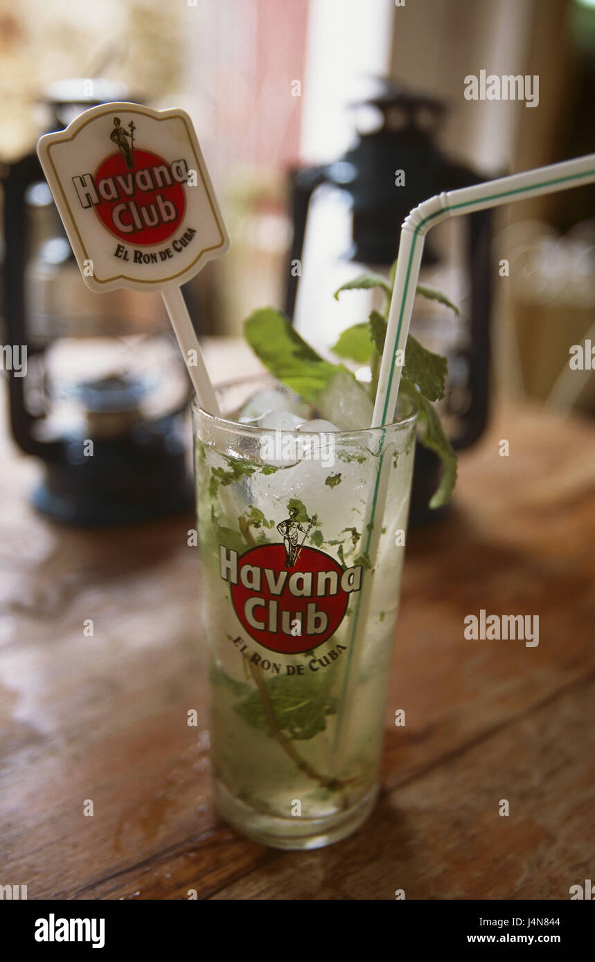 Cuba, table, glass, cocktail, glass, logo 'Havana of club', drinking
