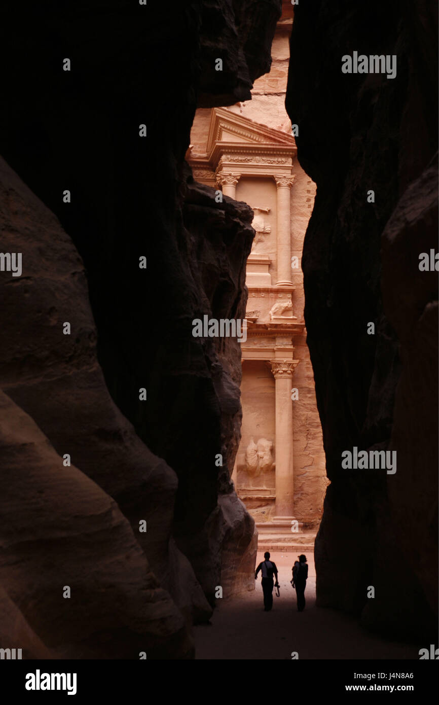 The Middle East, Jordan, Petra, gulch, treasure house, tourist, Stock Photo