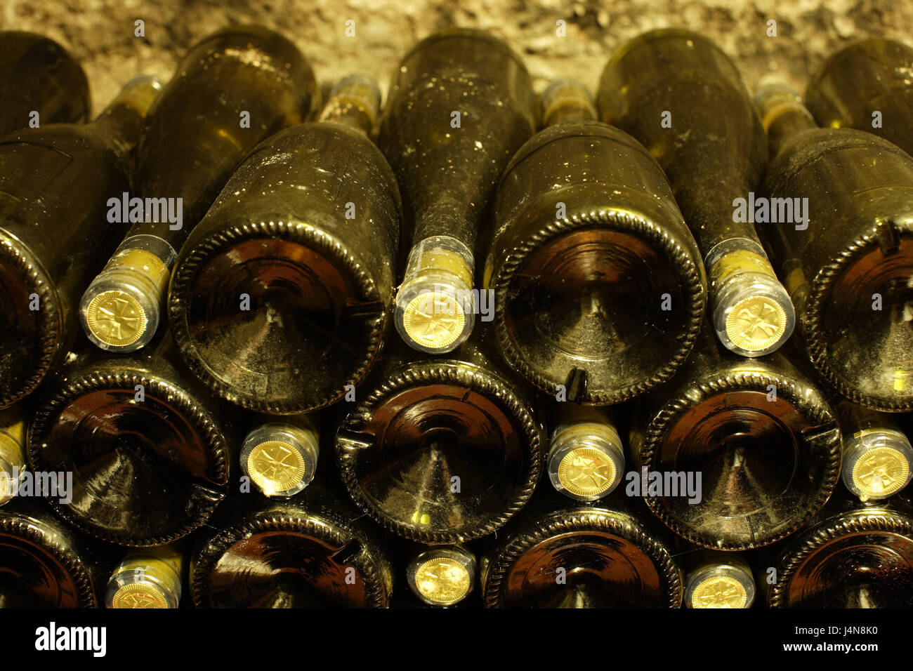 Wine cellar, wine flasks, storage, flask floor, cork, seal, detail, old