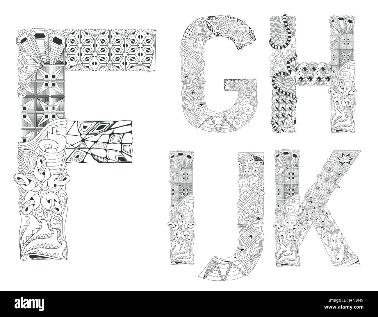 Hand-painted art design. Black and white hand drawn illustration ...