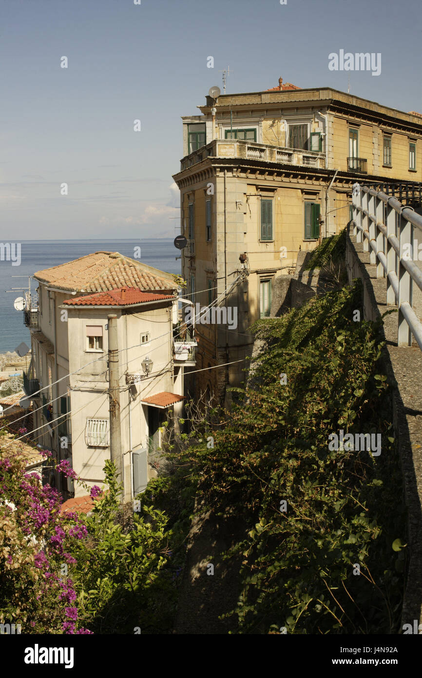Italy, Calabria, Pizzo, local view, Süditalien, coast, houses, residential houses, inclination, sea view, destination, tourism, Stock Photo