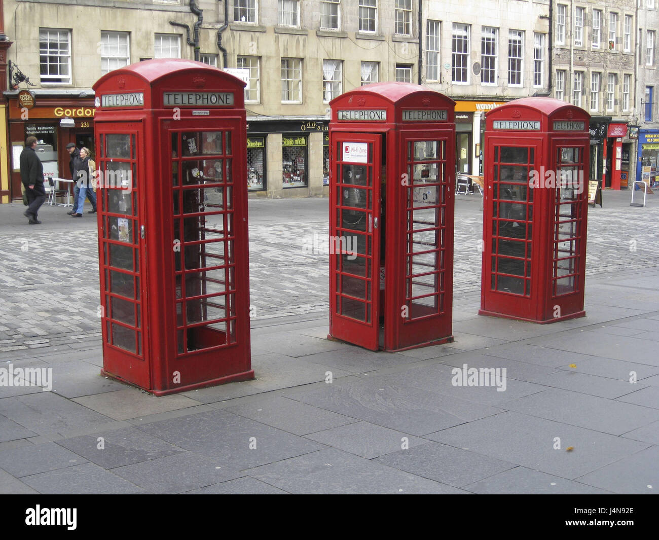 Great Britain, Scotland, Edinburgh, telephone boxes, Stock Photo