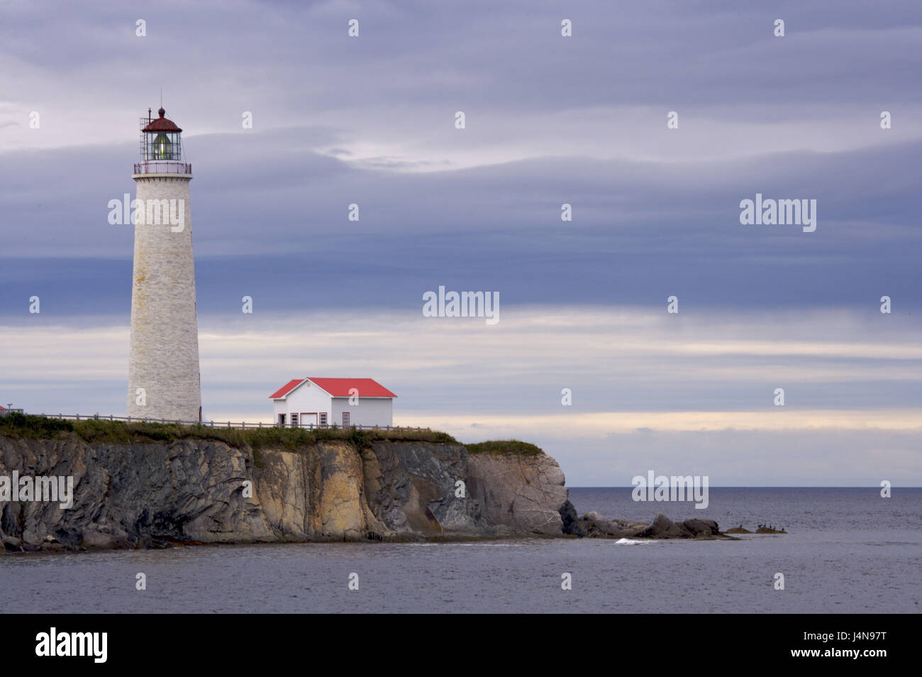 Lighthouse, Cap-des-Rosiers, Land's, Gaspesie Peninsula, Canada, Stock Photo