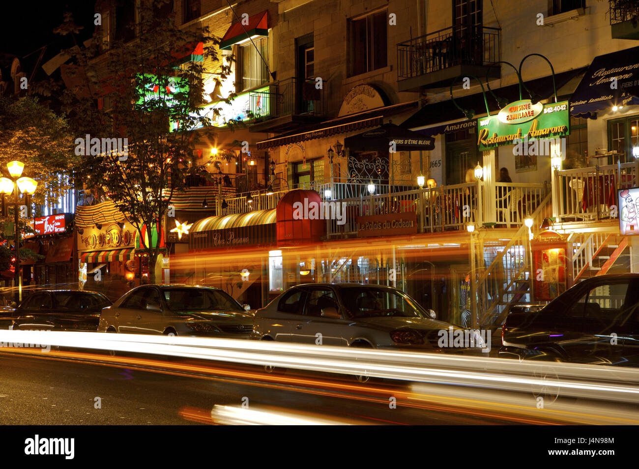 Restaurants, evening, Rue Saint Denis, Montreal, Canada Stock Photo Alamy