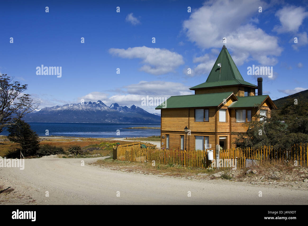 Argentina, Tierra del Fuego, Ushuaia, wooden house, Stock Photo
