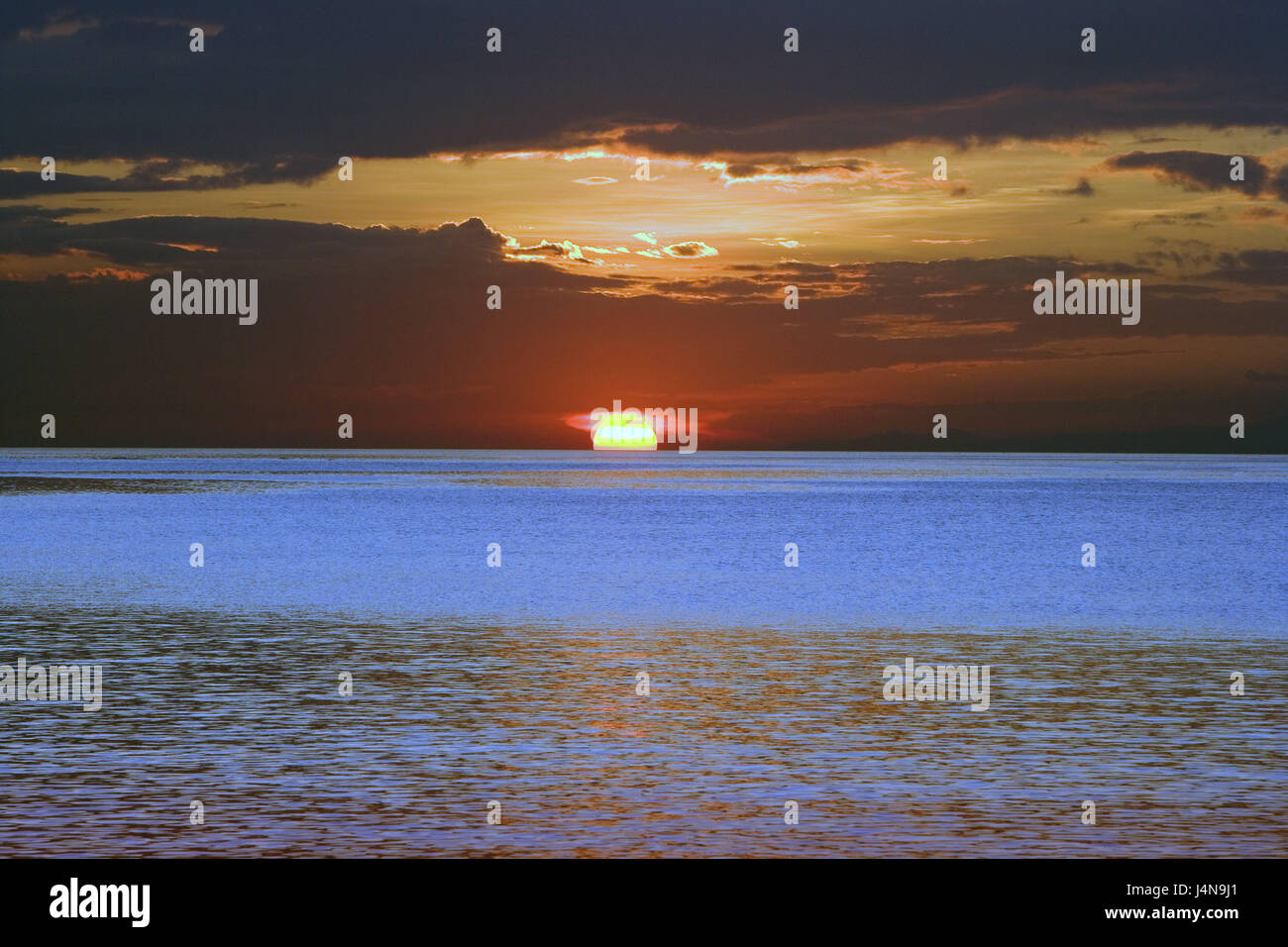 Sea, sundown, the Philippines, destination, sea view, view, fantastically, afterglow, atmospheric, sky, clouds, deserted, romanticism, Stock Photo