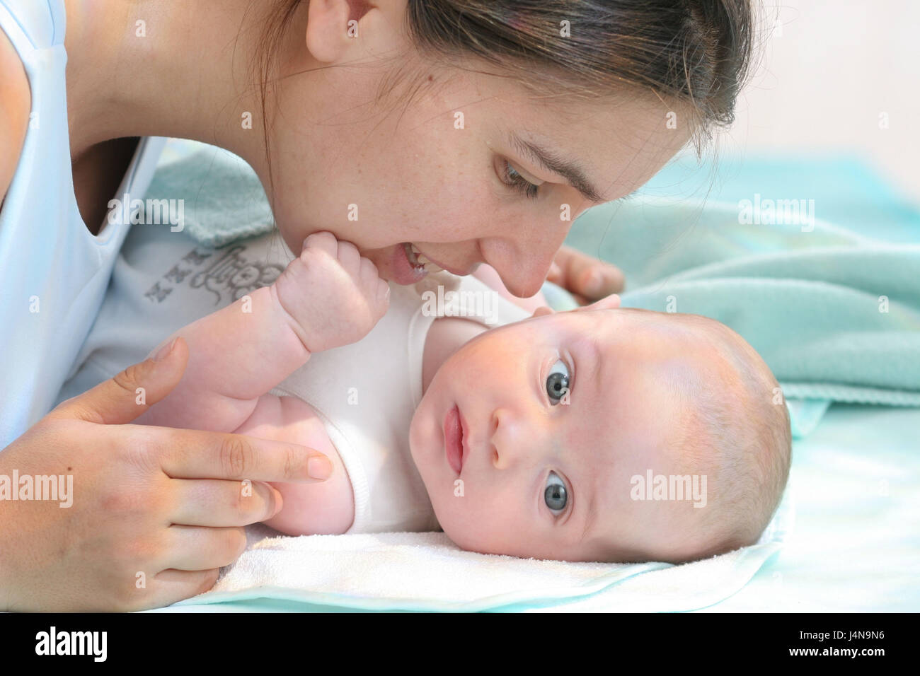Baby, 4 months, mother, caress, Stock Photo