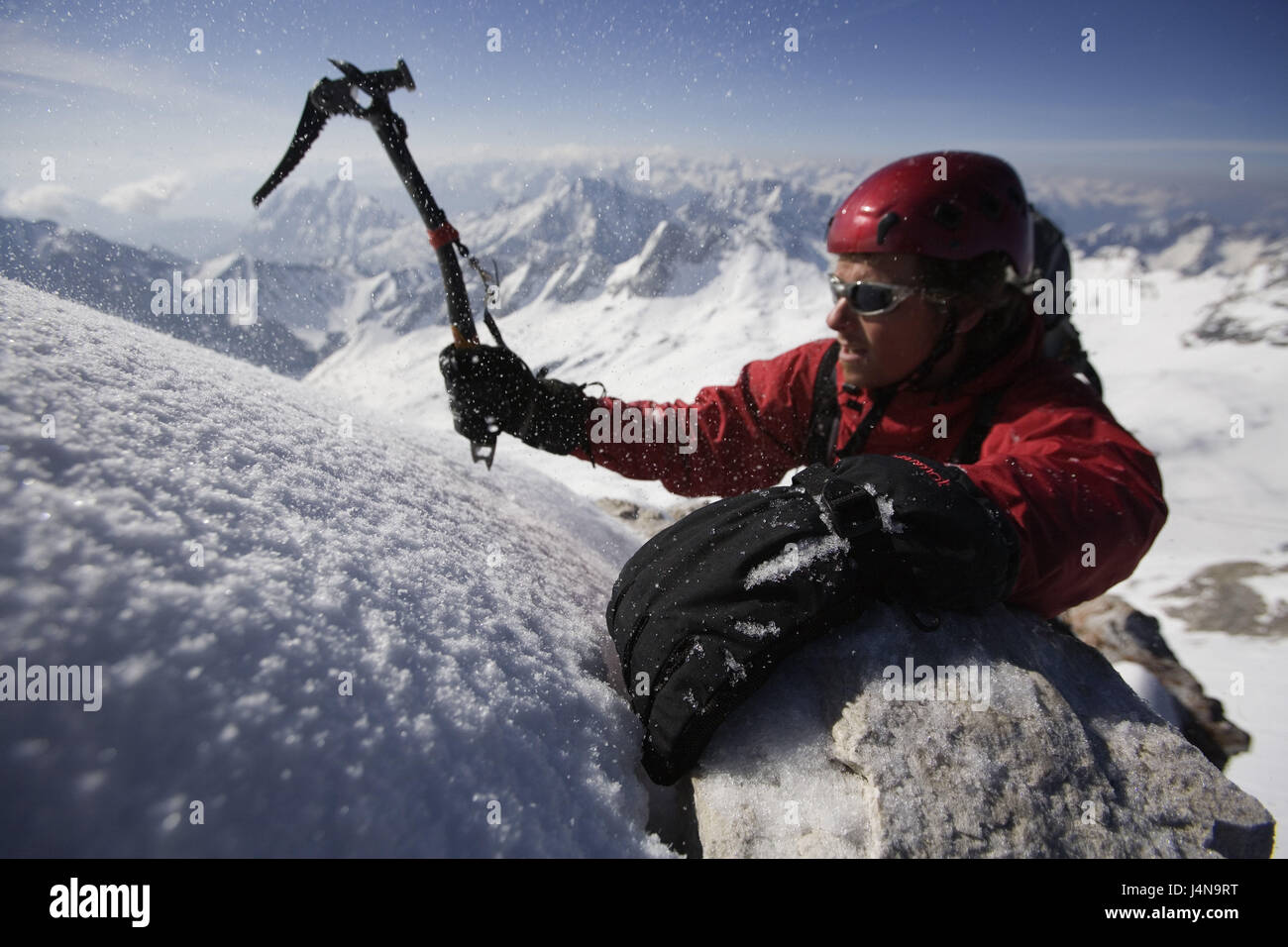 Mountaineer, ice pick, winter, medium closeup Stock Photo Alamy