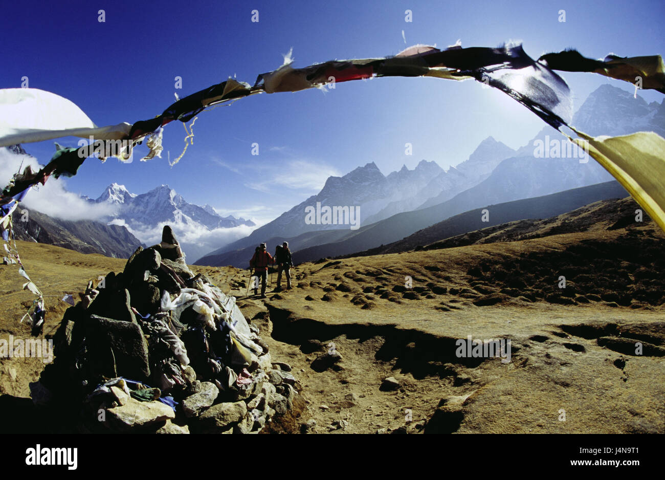 Nepal, the Himalayas, Khumbu Himal, tractor, walk, mountain landscape Stock Photo