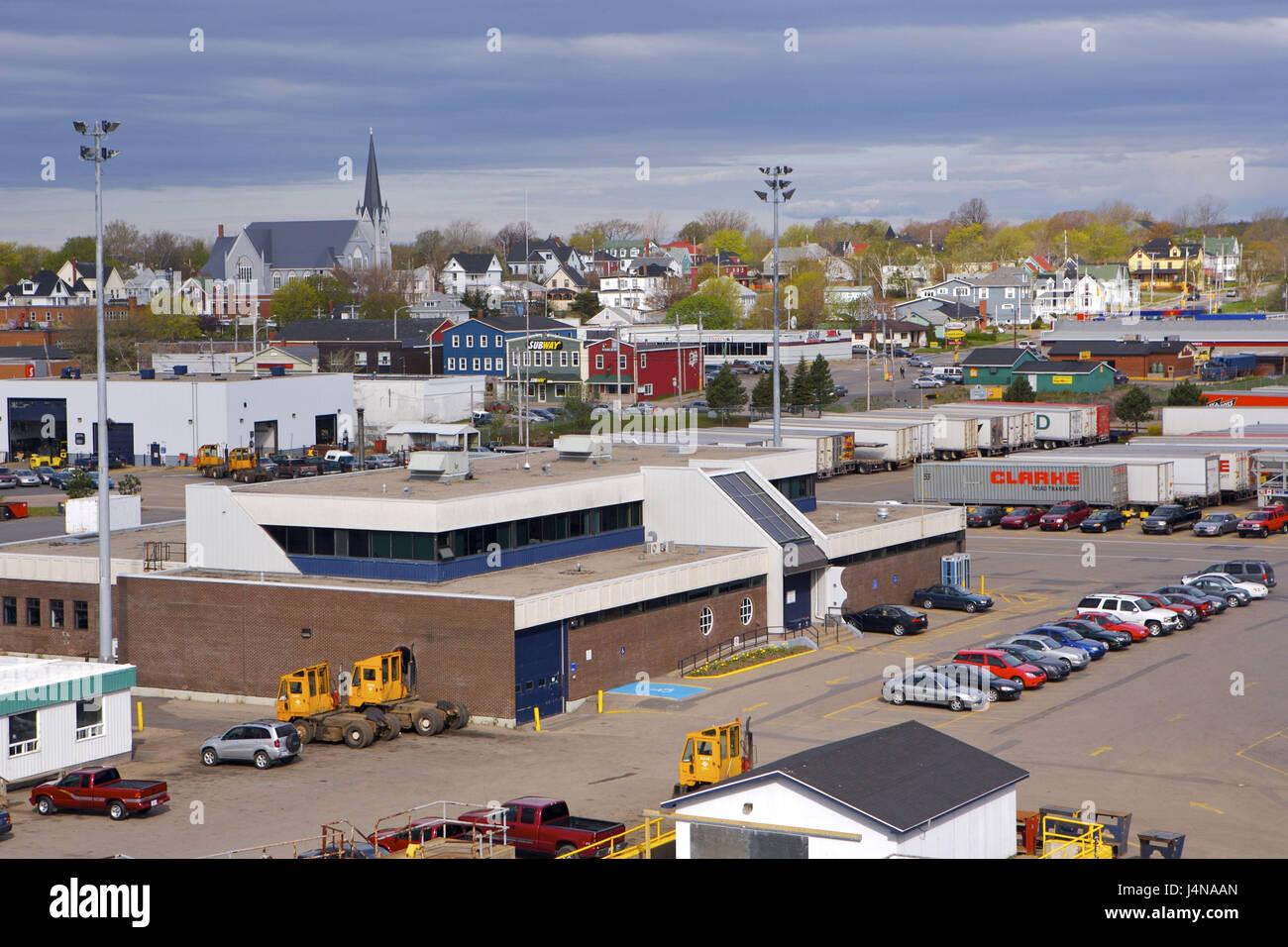 Canada, Nova Scotia, North Sydney, town view, harbour area, building