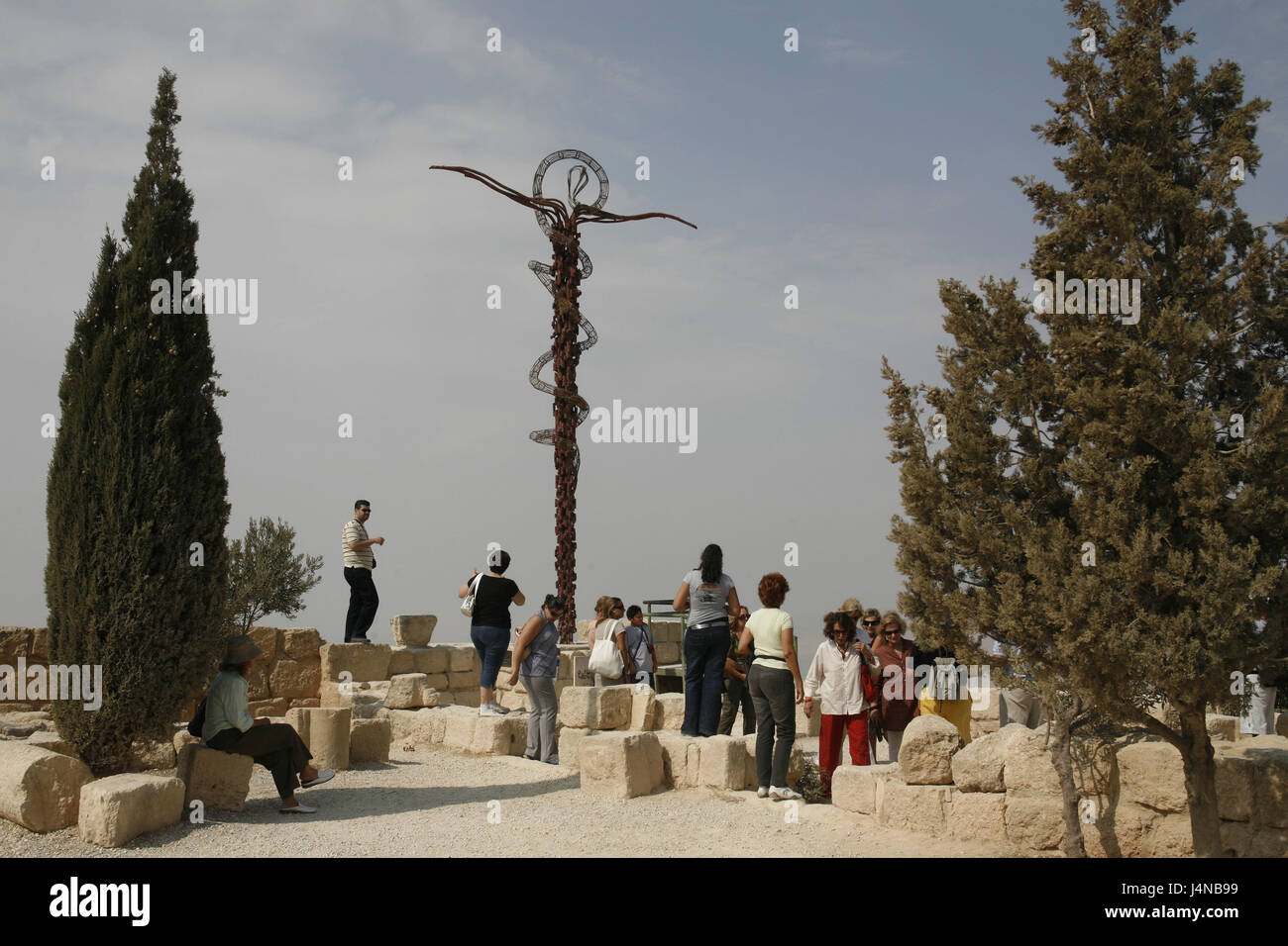 The Middle East, Jordan, mountain Nebo, cross, tourist, Stock Photo