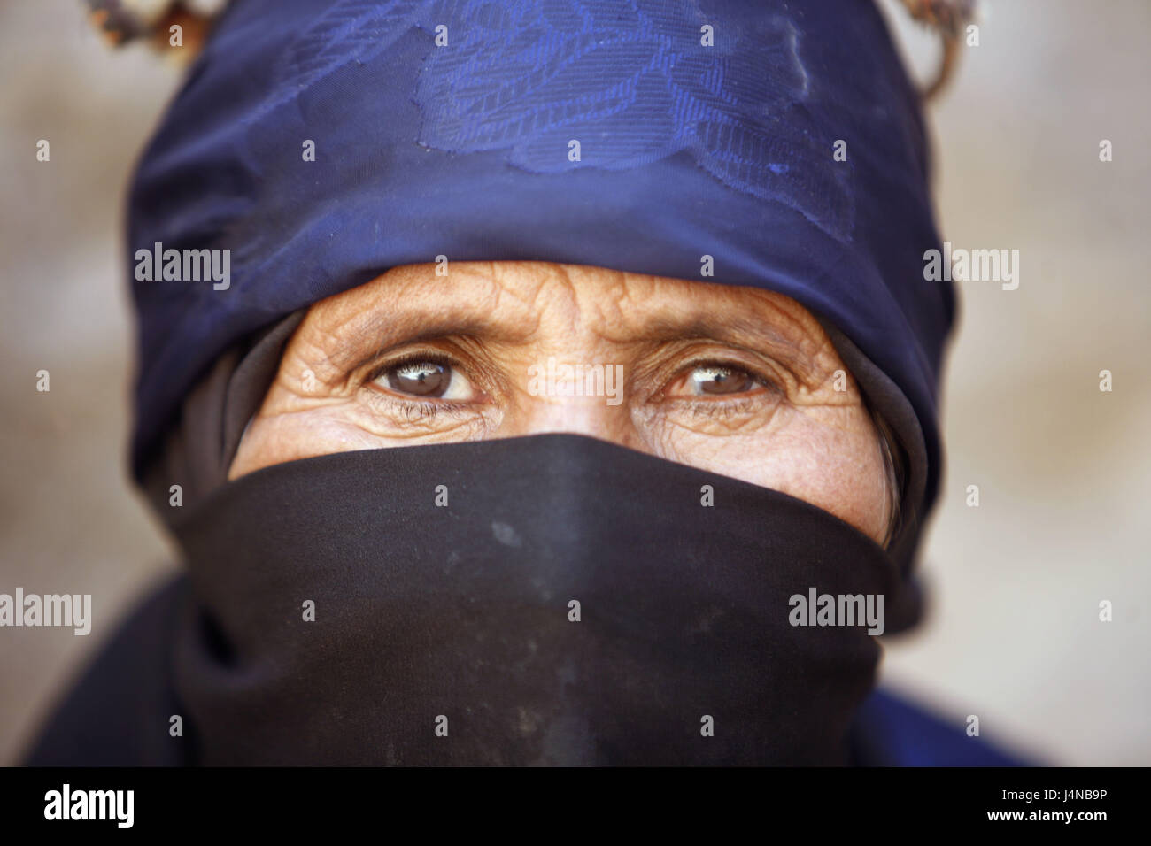The Middle East, Jordan, Petra, woman, clothes, facial veil, traditionally, portrait, Stock Photo