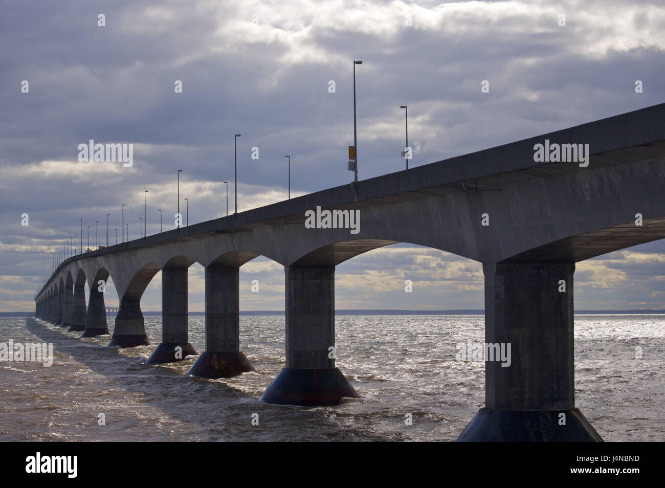 Confederation Bridge, Northumberland Strait, Borden-Carleton, to boards Point, Queen county, Prince Edward Island, Canada, Stock Photo
