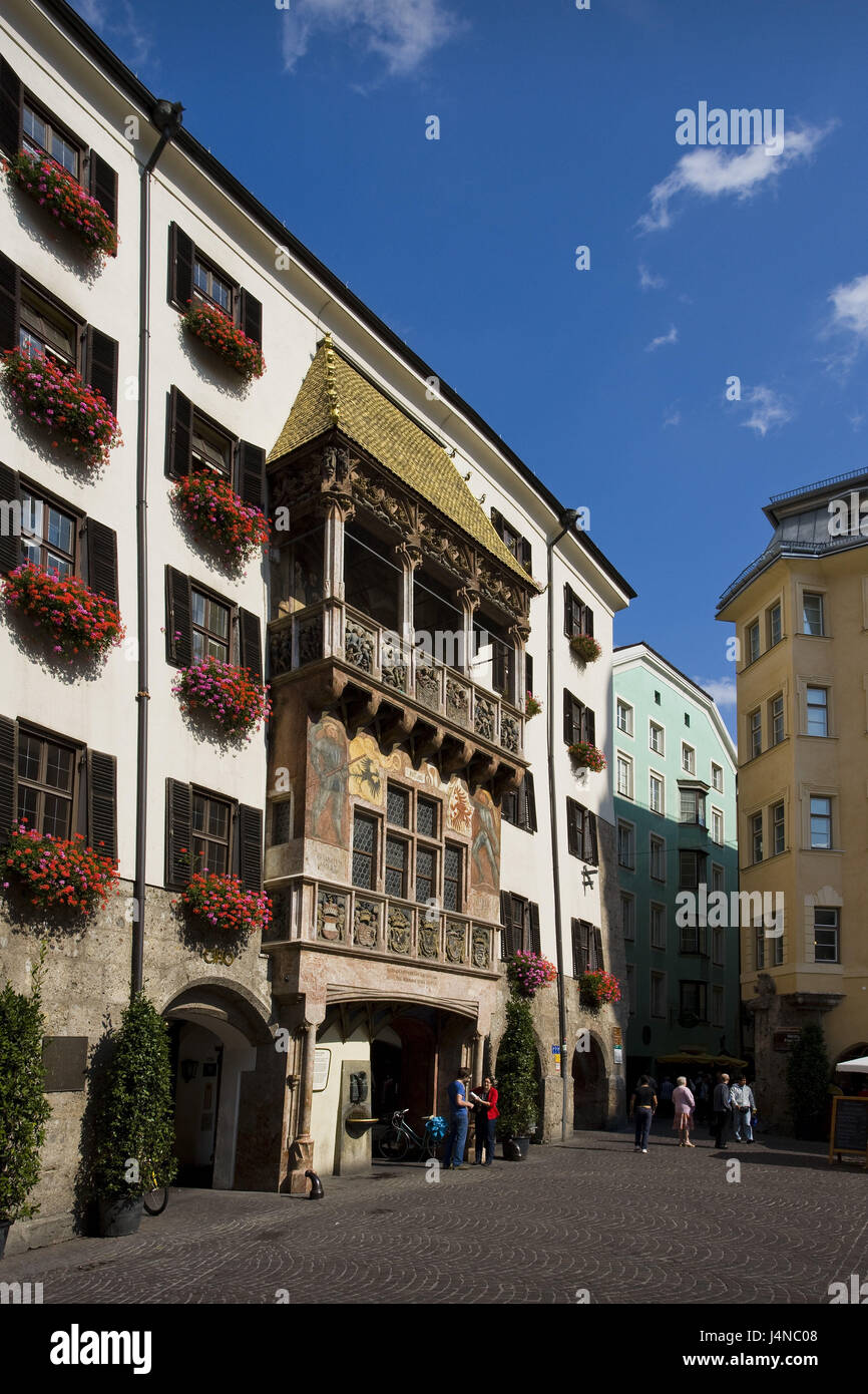 Austria, Tyrol, Innsbruck, Herzog's Friedrich's street, golden Dachl, Stock Photo