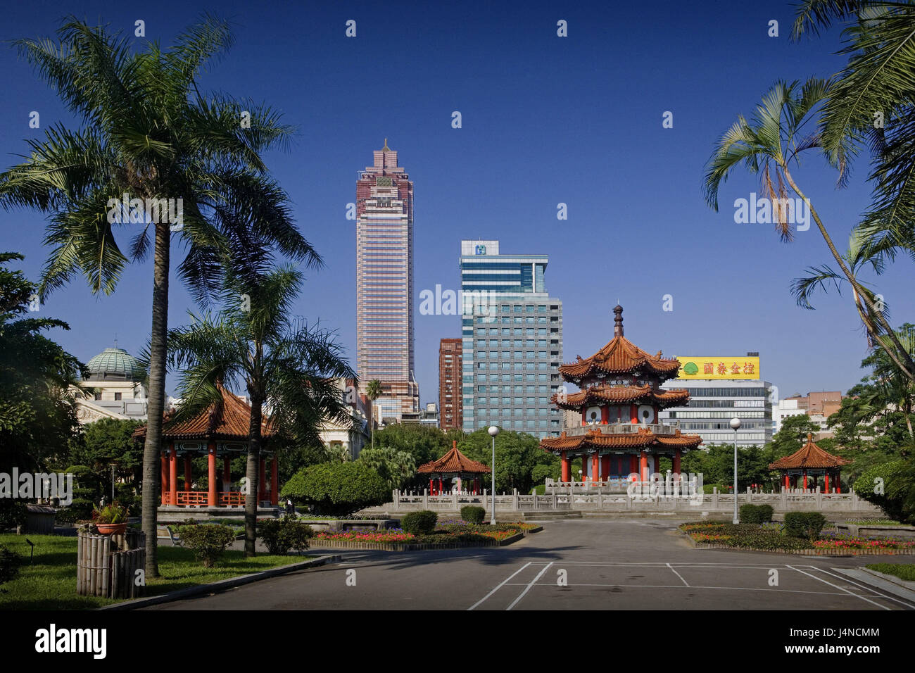 Taiwan, Taipeh, Peace park, Asia, Eastern Asia, town, capital, building, structures, architecture, peace park, palms, Stock Photo