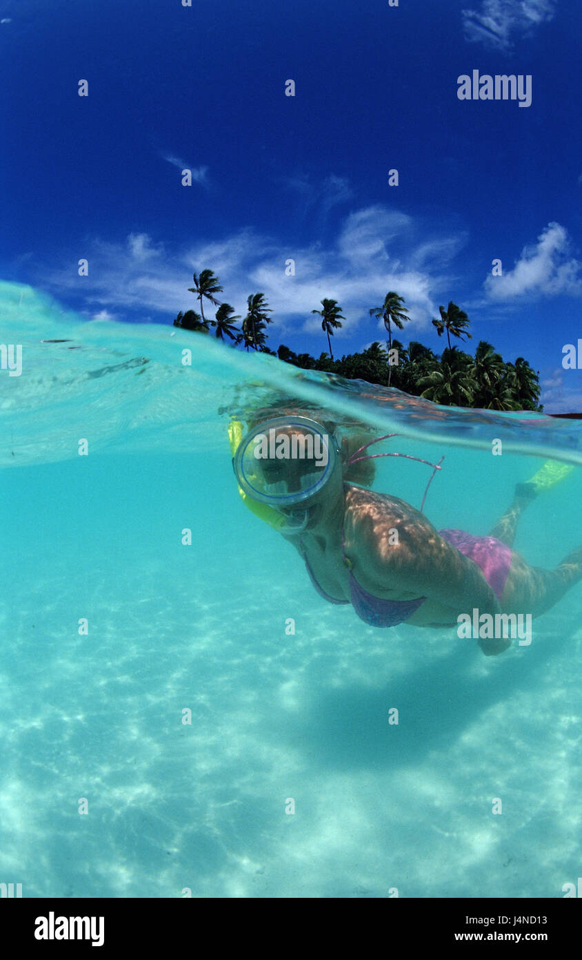 Woman, to snorkels, sea, island Stock Photo Alamy