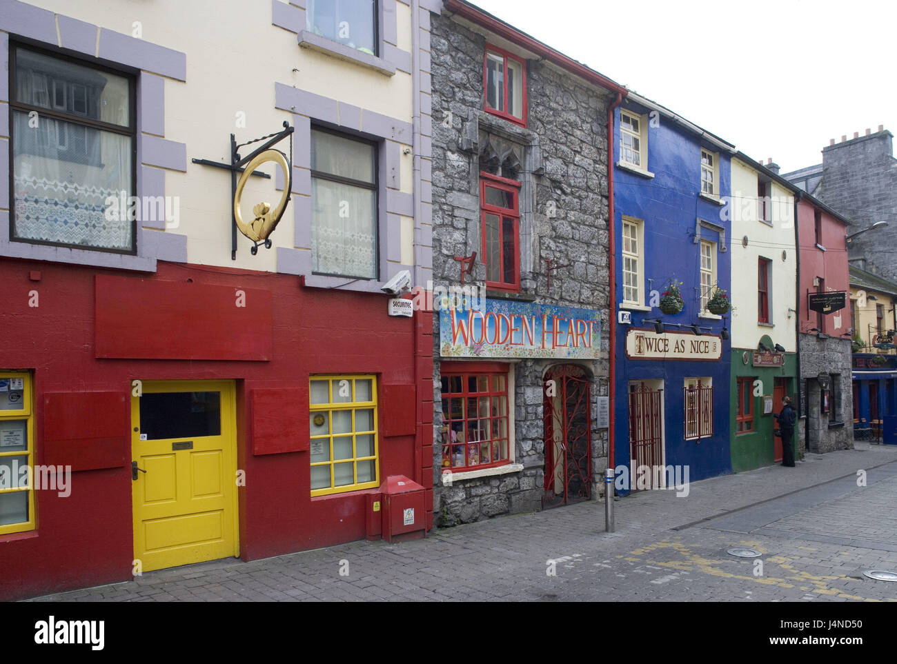 Ireland, west coast, Galway, Gaillimh, shops, facades, Stock Photo
