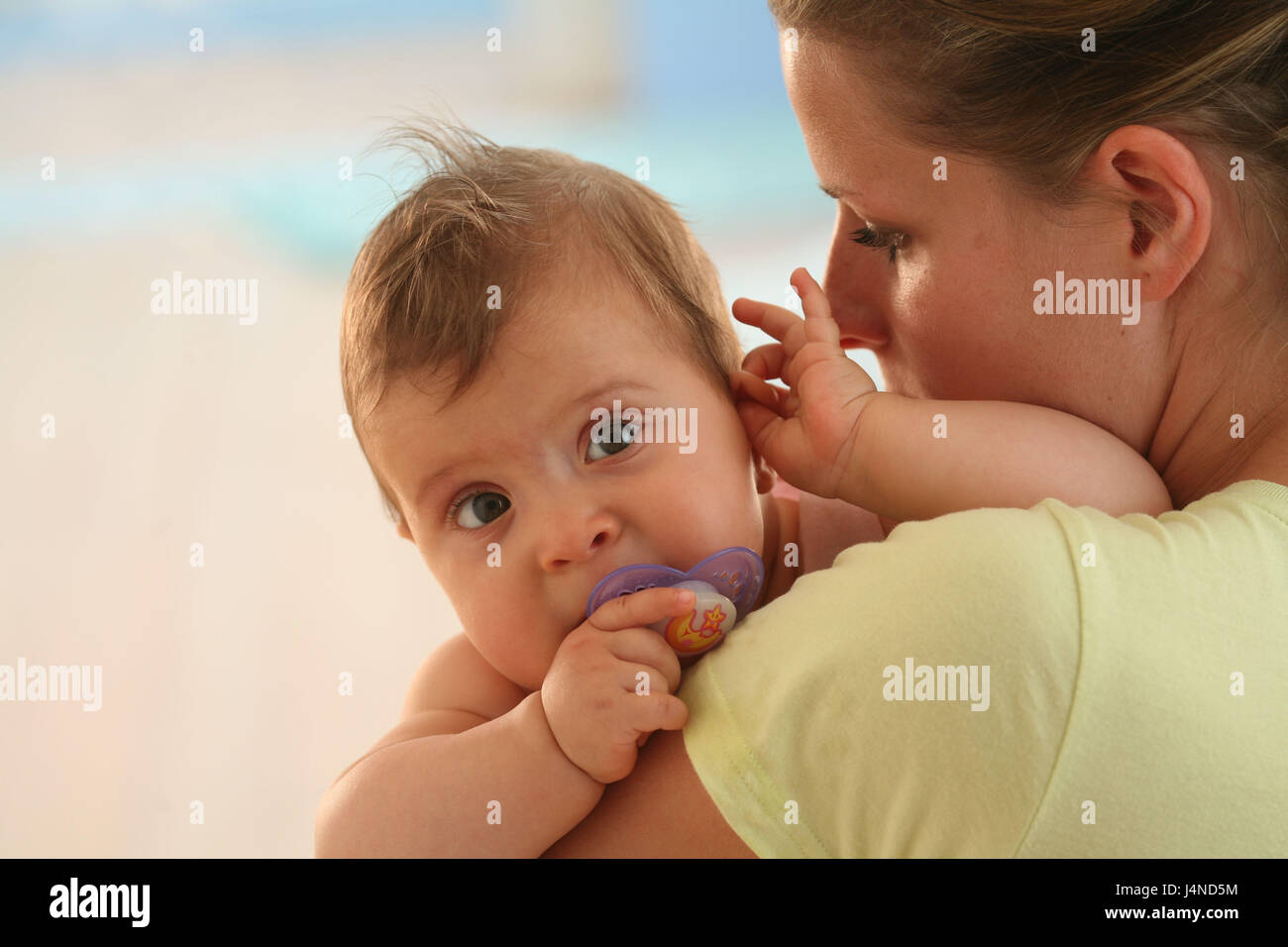 Mother, infant, carry, comfort, curled, Stock Photo