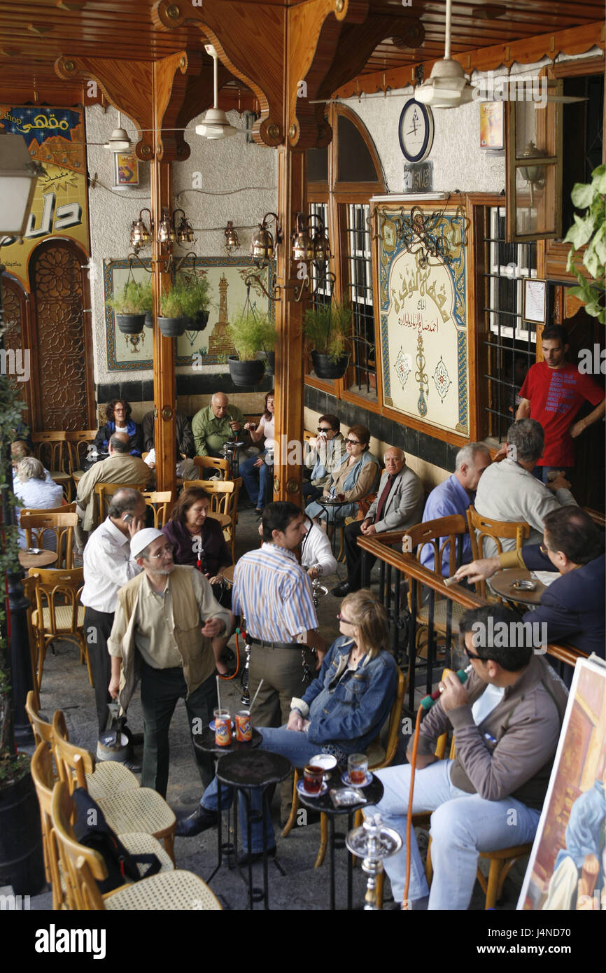 Syria, Damascus, Old Town, Souq, street cafe, guests, people, bazaar