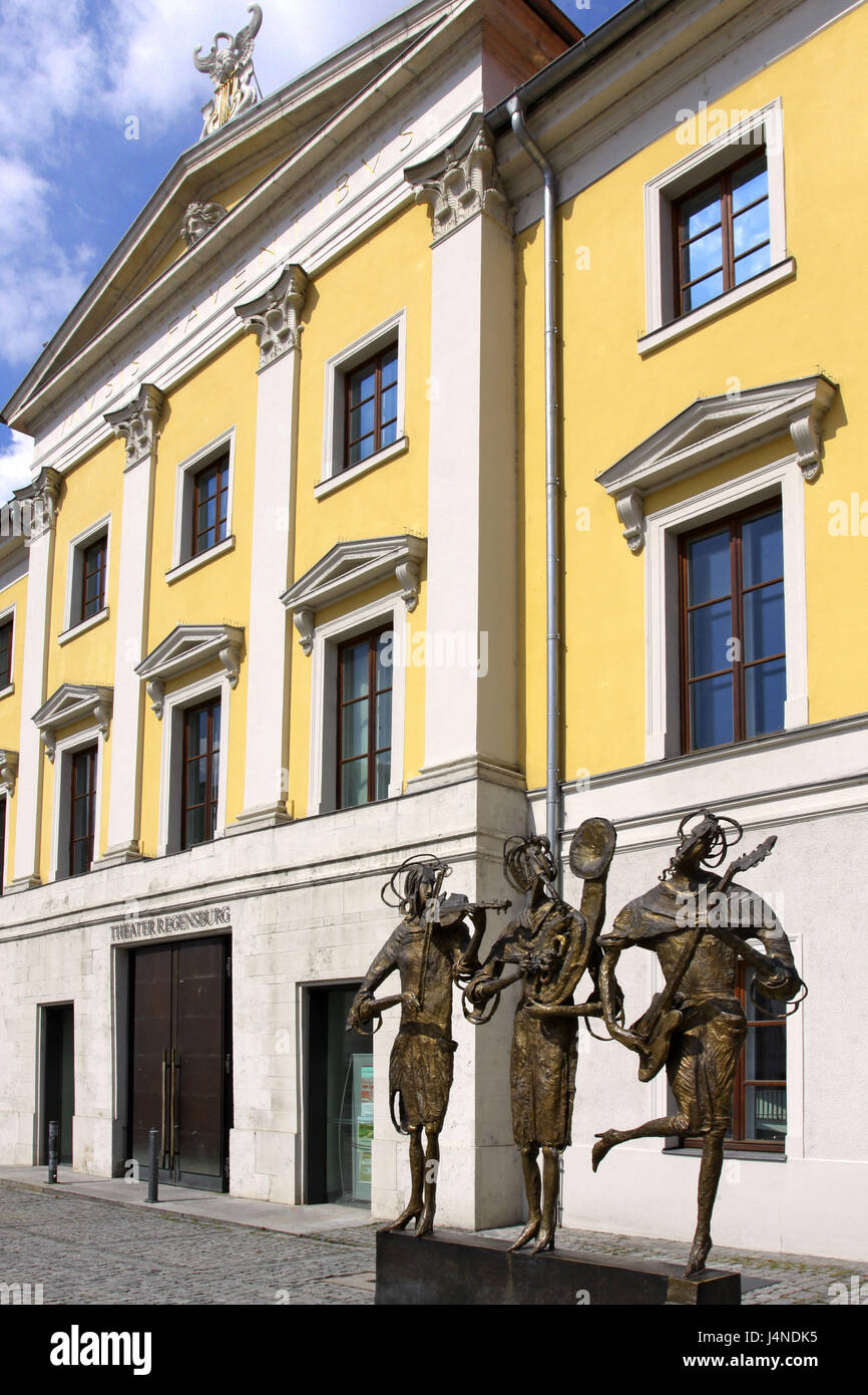 Germany, municipal theatre, Regensburg, detail, sculptures, Stock Photo