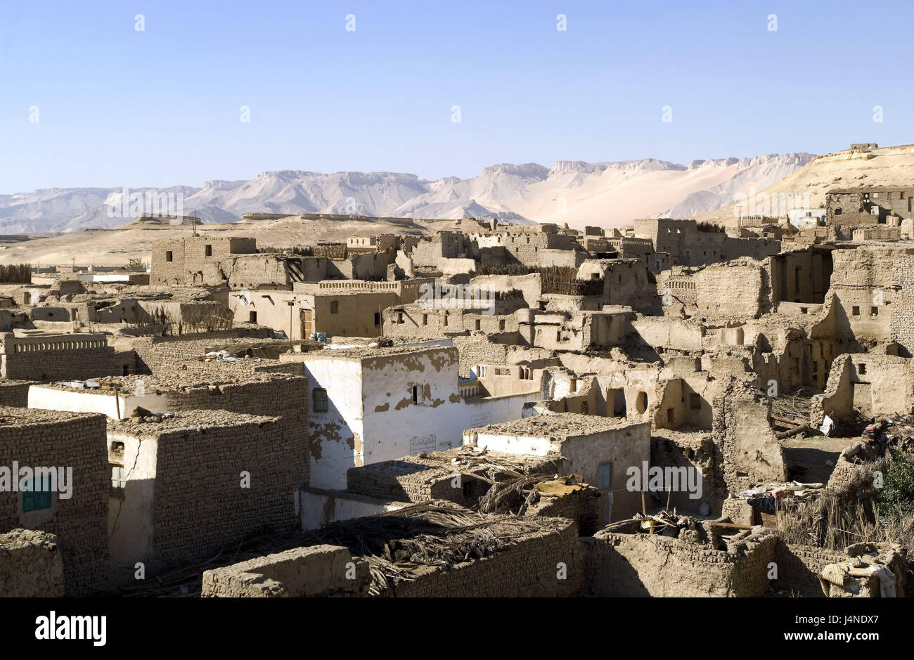 Egypt, desert, Dakhla oasis, El-Qasr, town view, Stock Photo