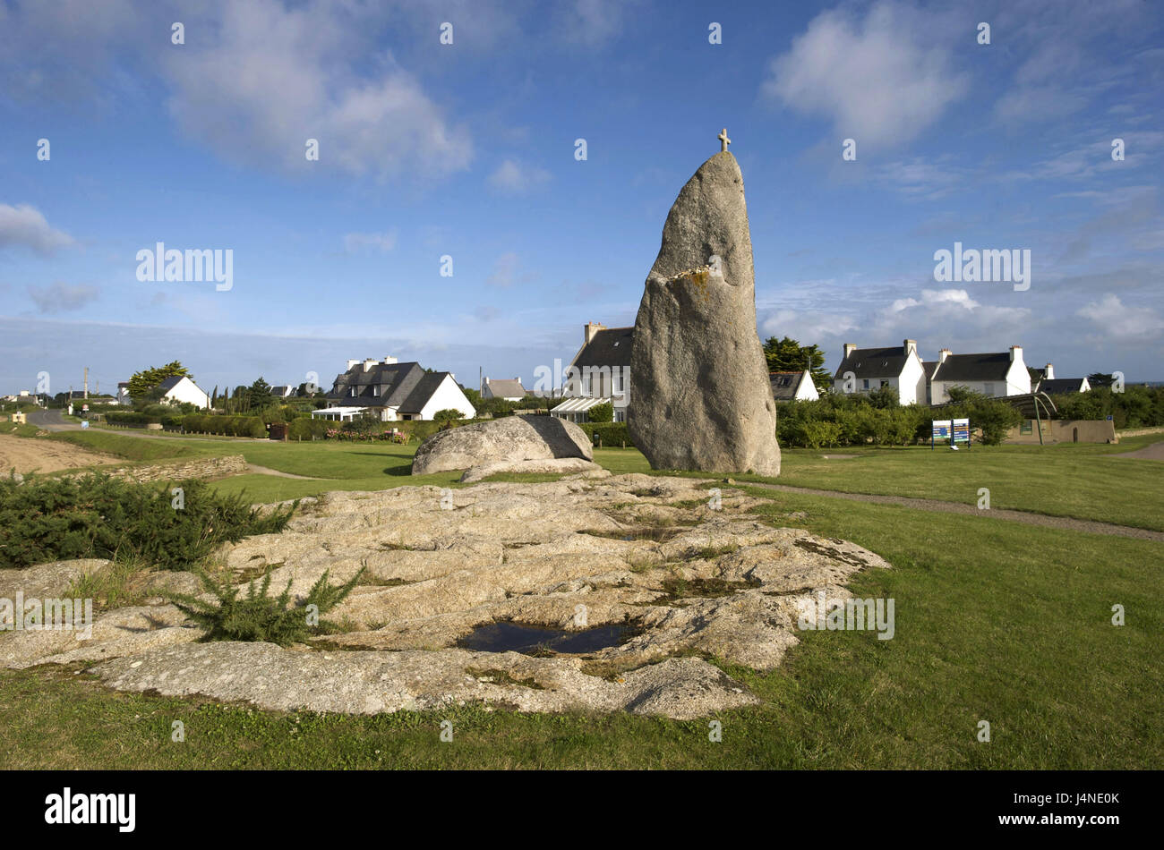 France, Brittany, Brignogan pest, menhir Men-Marz, Stock Photo