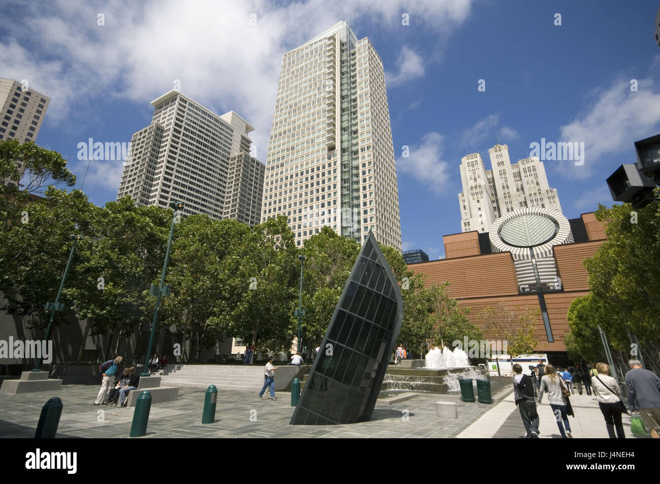 The USA, California, San Francisco, Yerba Bueno Gardens, San Francisco Museum of Modern Art, forecourt, Stock Photo