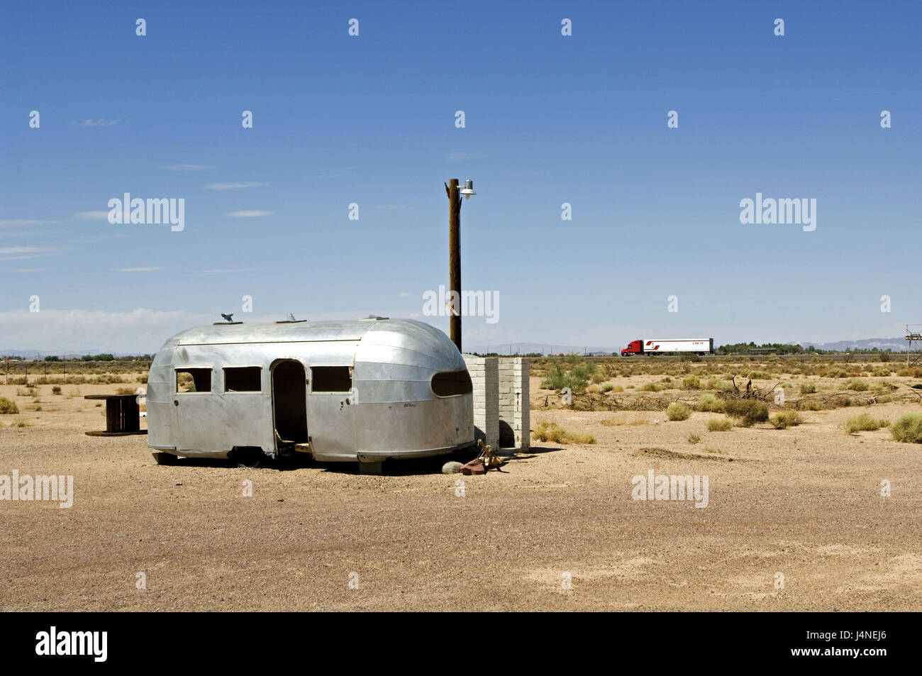 The USA, California, route 66, Bagdad cafe, caravan, blank, discards, Stock Photo