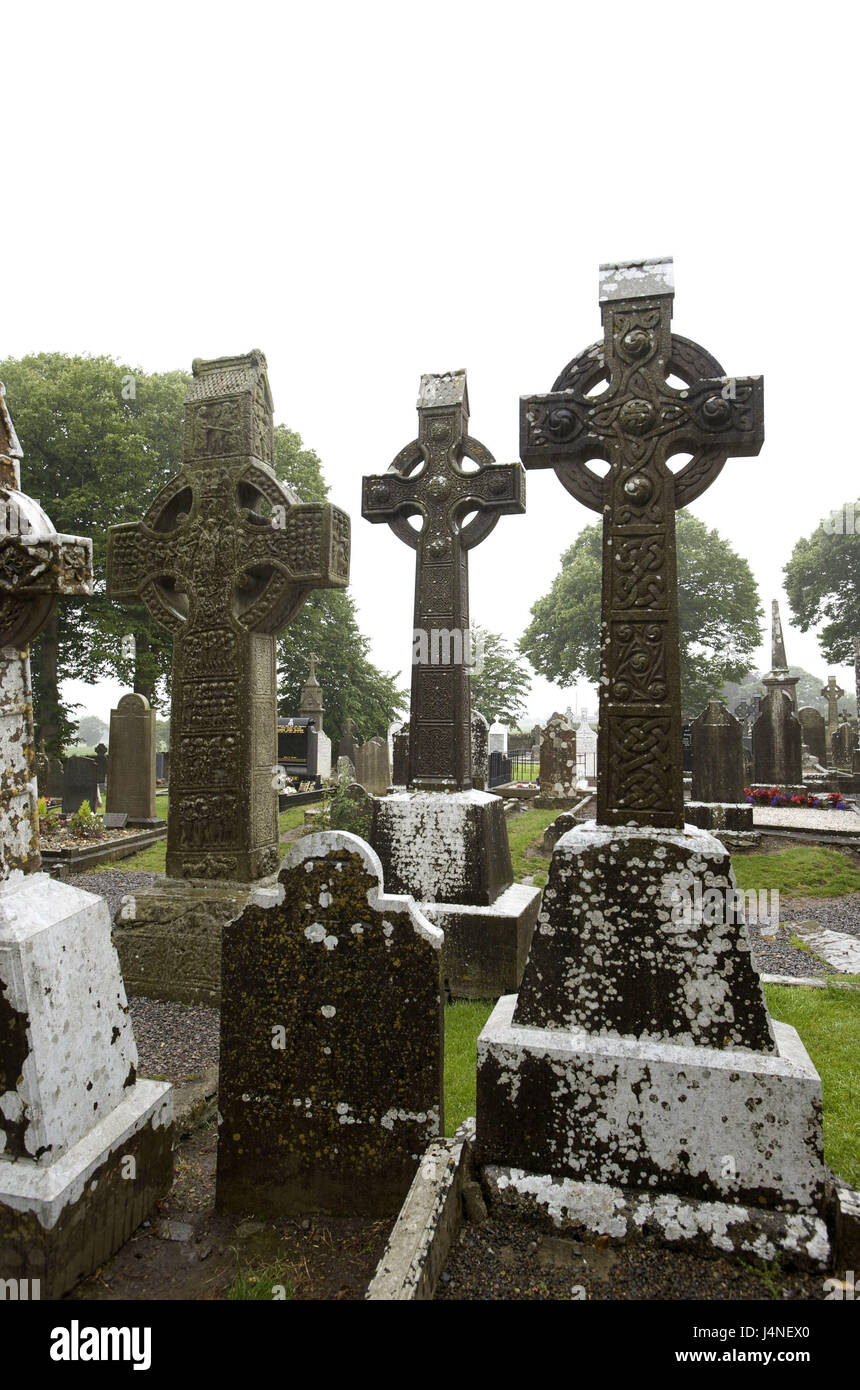 Ireland, Leinster, county Louth, Mainistir Bhuithe, Monasterboice, cemetery, Stock Photo