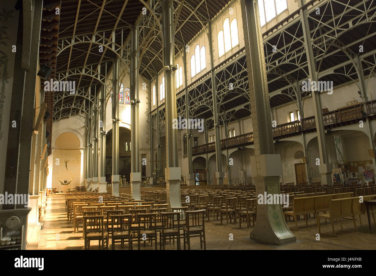 France, Paris, church Notre-Dame-du-Travail, interior shot, Stock Photo