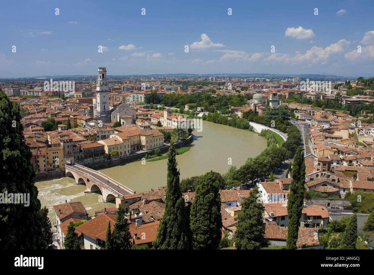 Italy, Veneto, Verona, town view, flux the Adige Stock Photo