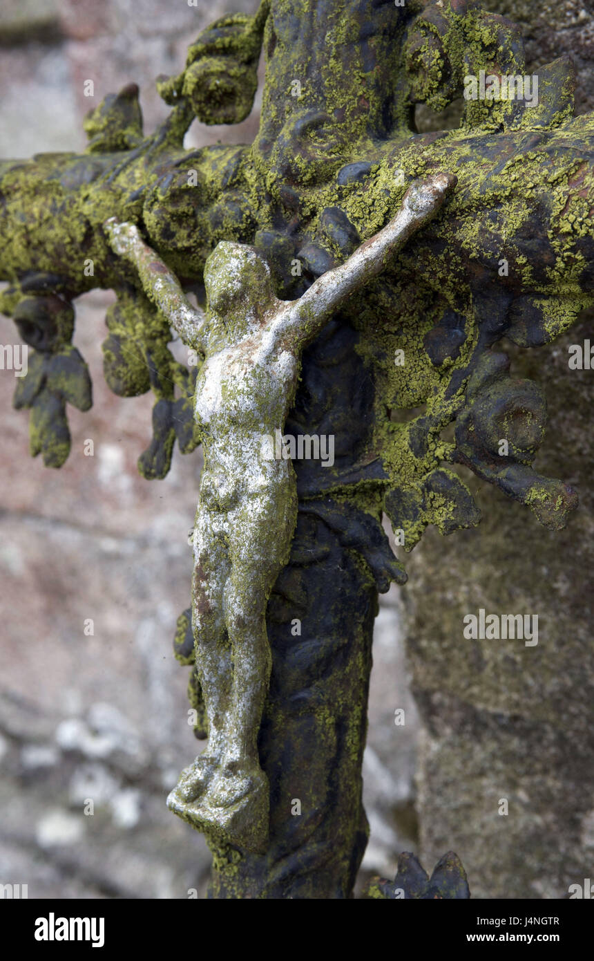 France, Brittany, Tredrez, tomb cross, Stock Photo