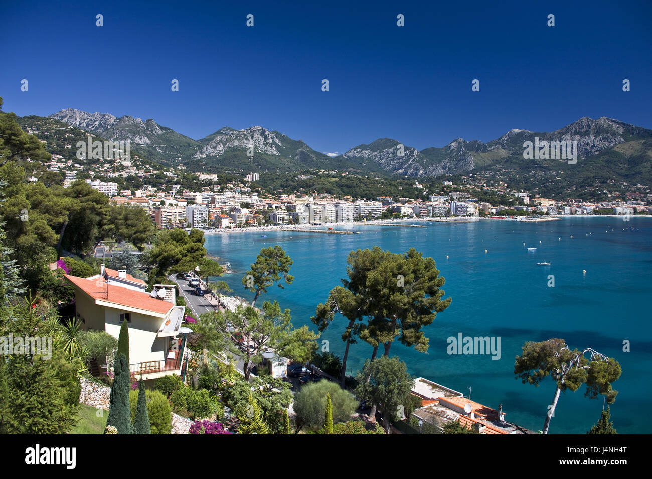 France, Cote d'Azur, Roquebrun Cap Martin, sea, Stock Photo