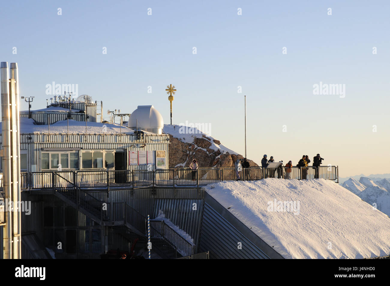 Germany, Bavaria, Zugspitze, summits, weather station, summit terrace