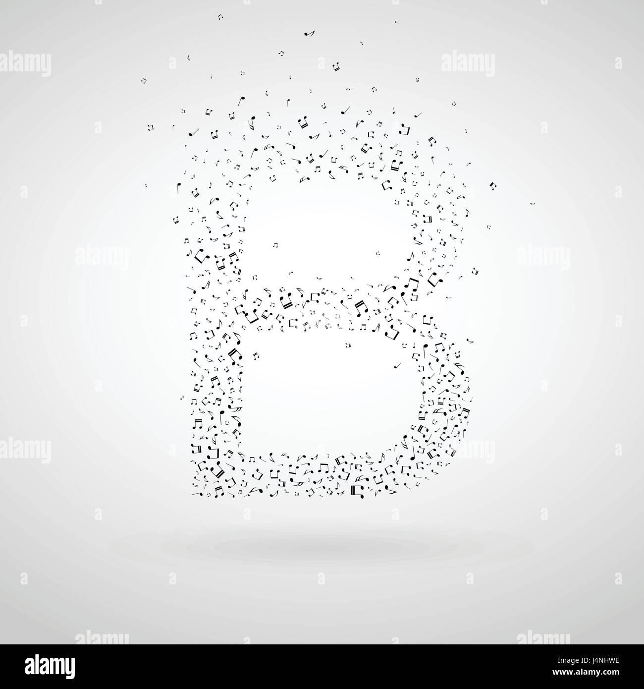B letter made from floating music notes. Stock Vector