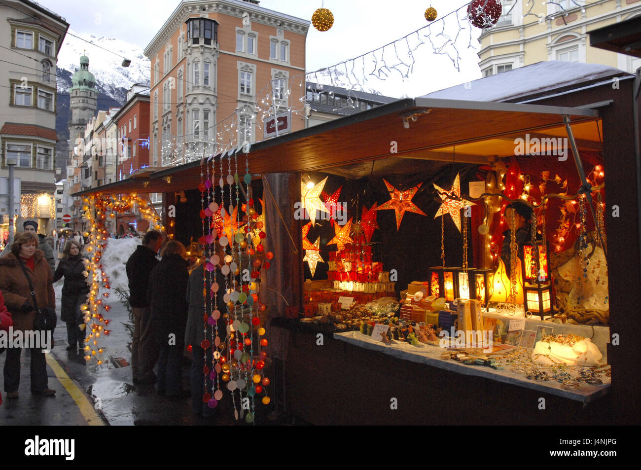 Austria, Tyrol, Innsbruck, Old Town, Christmas fair, visitor, Stock Photo