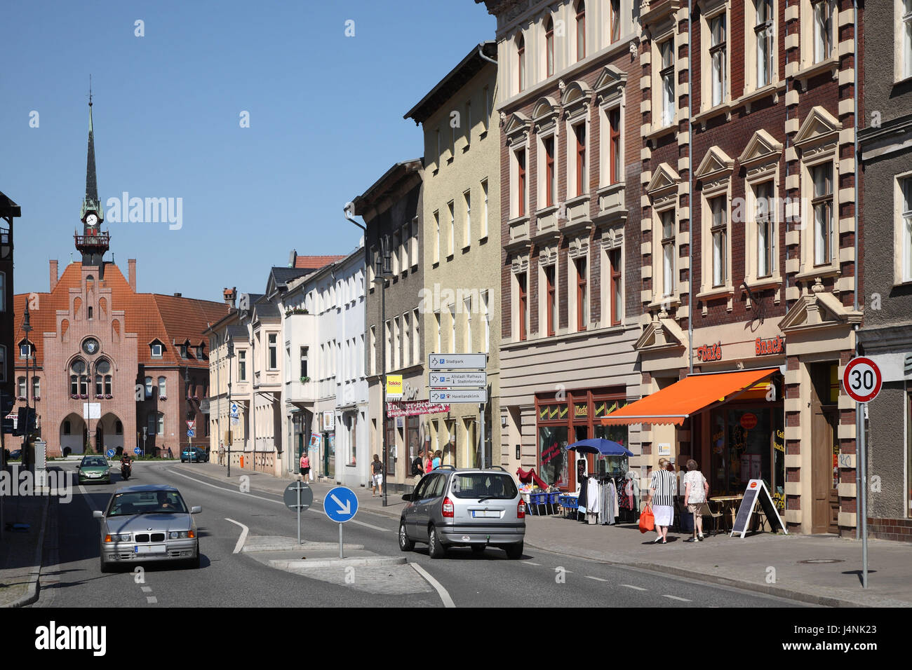 Germany, Brandenburg, Nauen, street scene, city hall Stock Photo Alamy