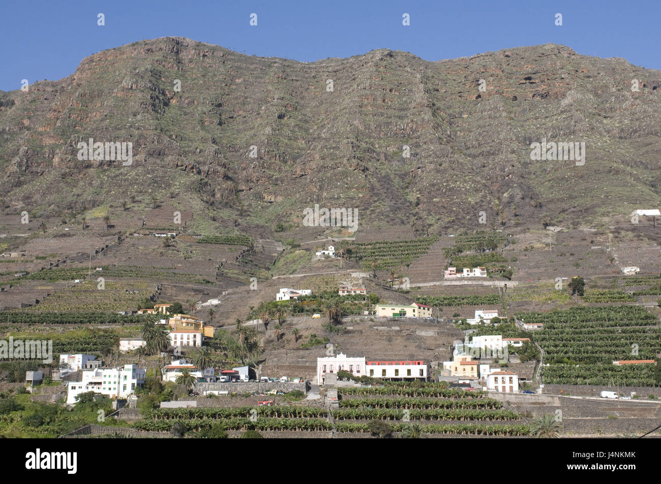 Spain, the Canaries, island La Gomera, Hermigua, local view, mountains, Stock Photo