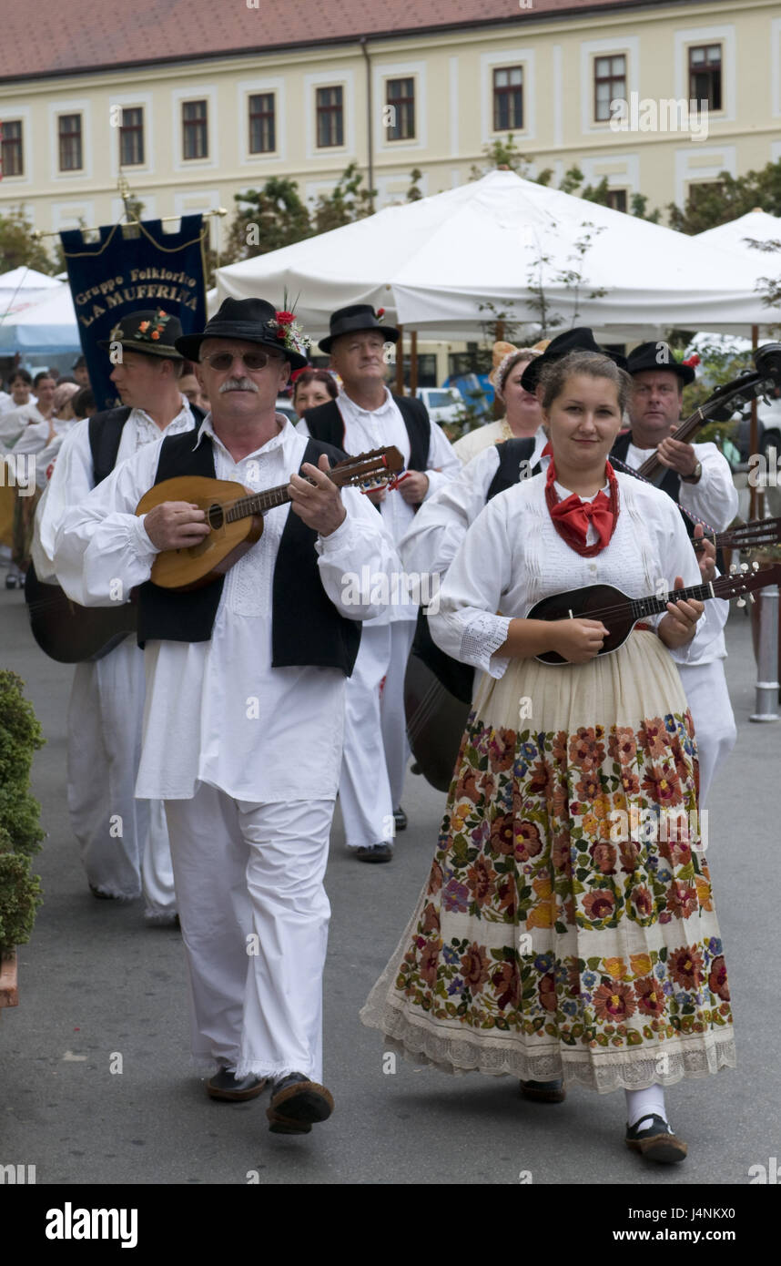 Croatia, Zagreb, folklore, music group, national costume, go, no model release, Stock Photo