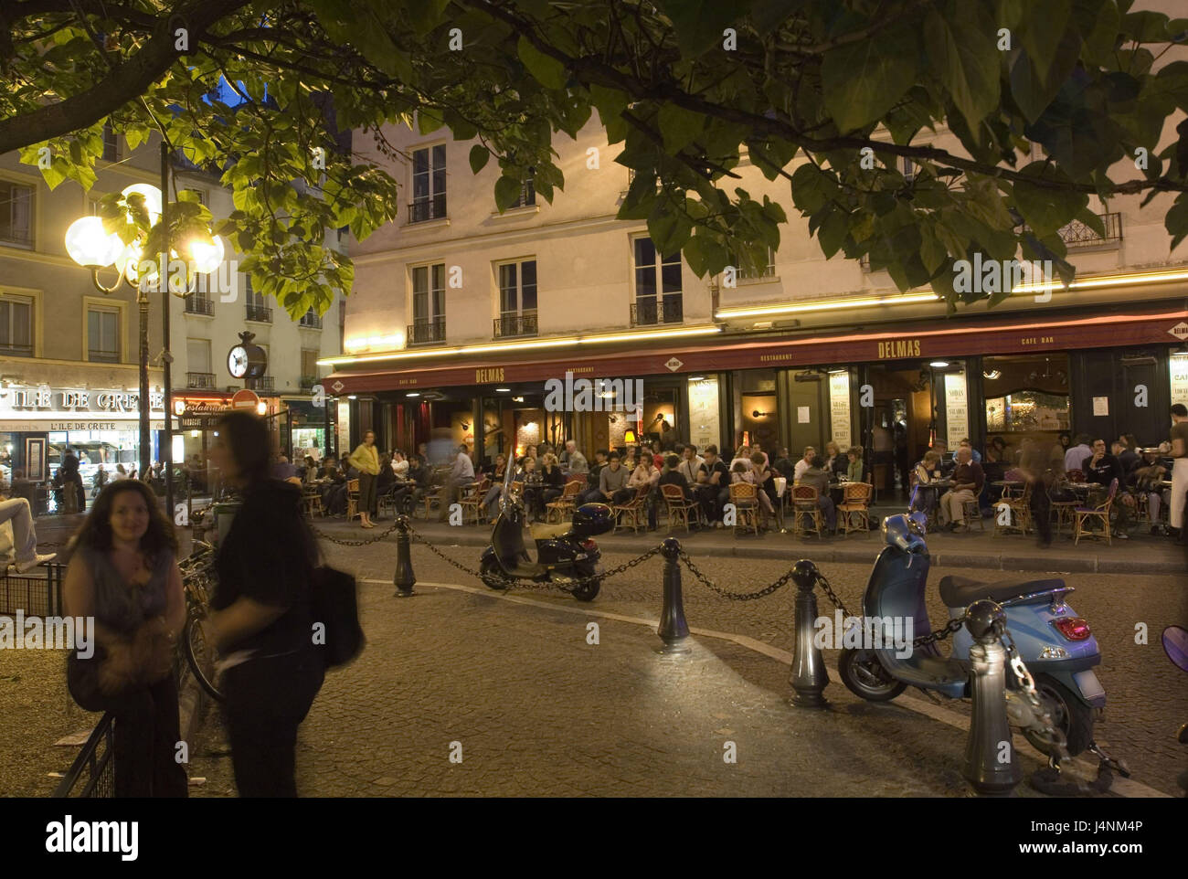 France, Paris, Mouffetad fourth, Place de la Contrescarpe, street cafe, evening, Stock Photo