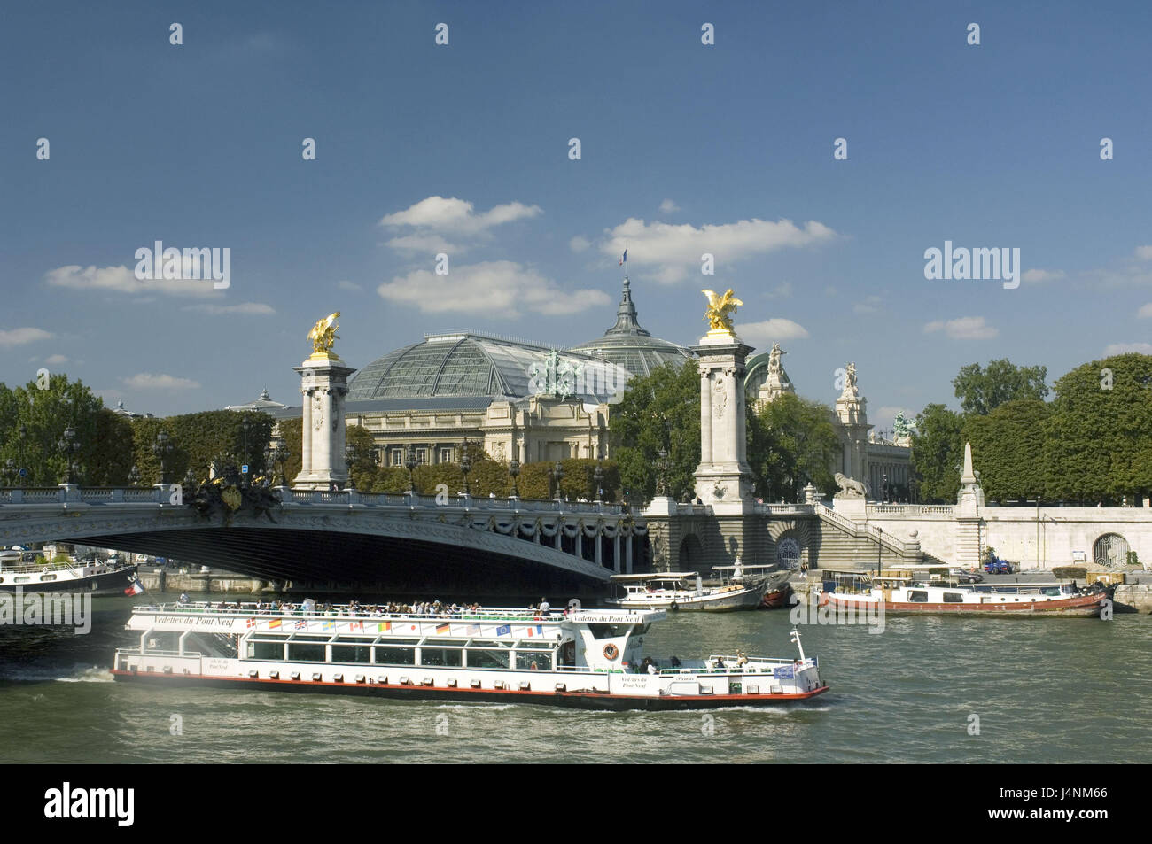 France, Paris, Pont Alexandre III, his, excursion boats, Stock Photo