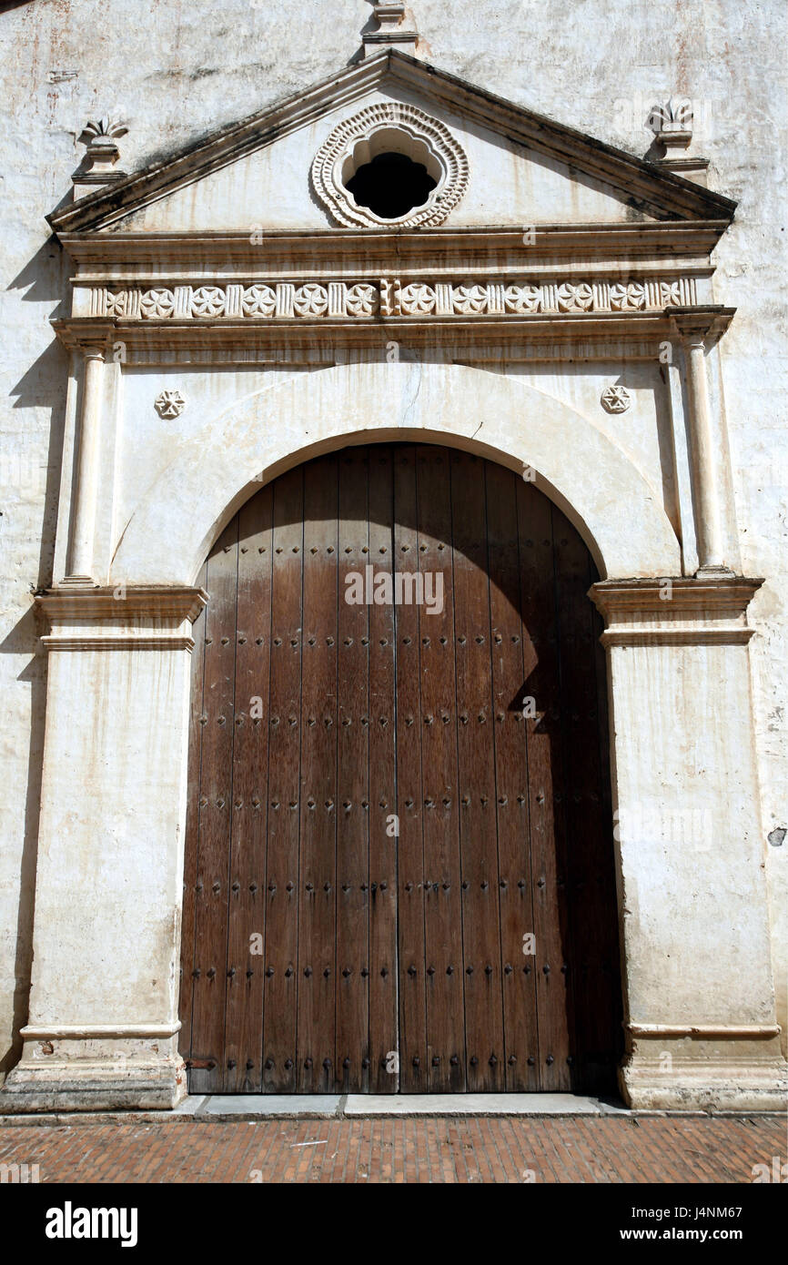 Venezuela, Isla Margarita, La Asuncion, cathedral, portal, Stock Photo