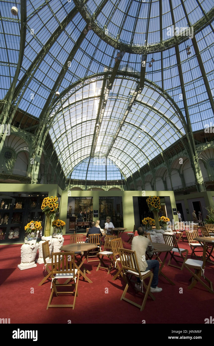 France, Paris, Grand palace, cafe, guests, glass dome, detail, from