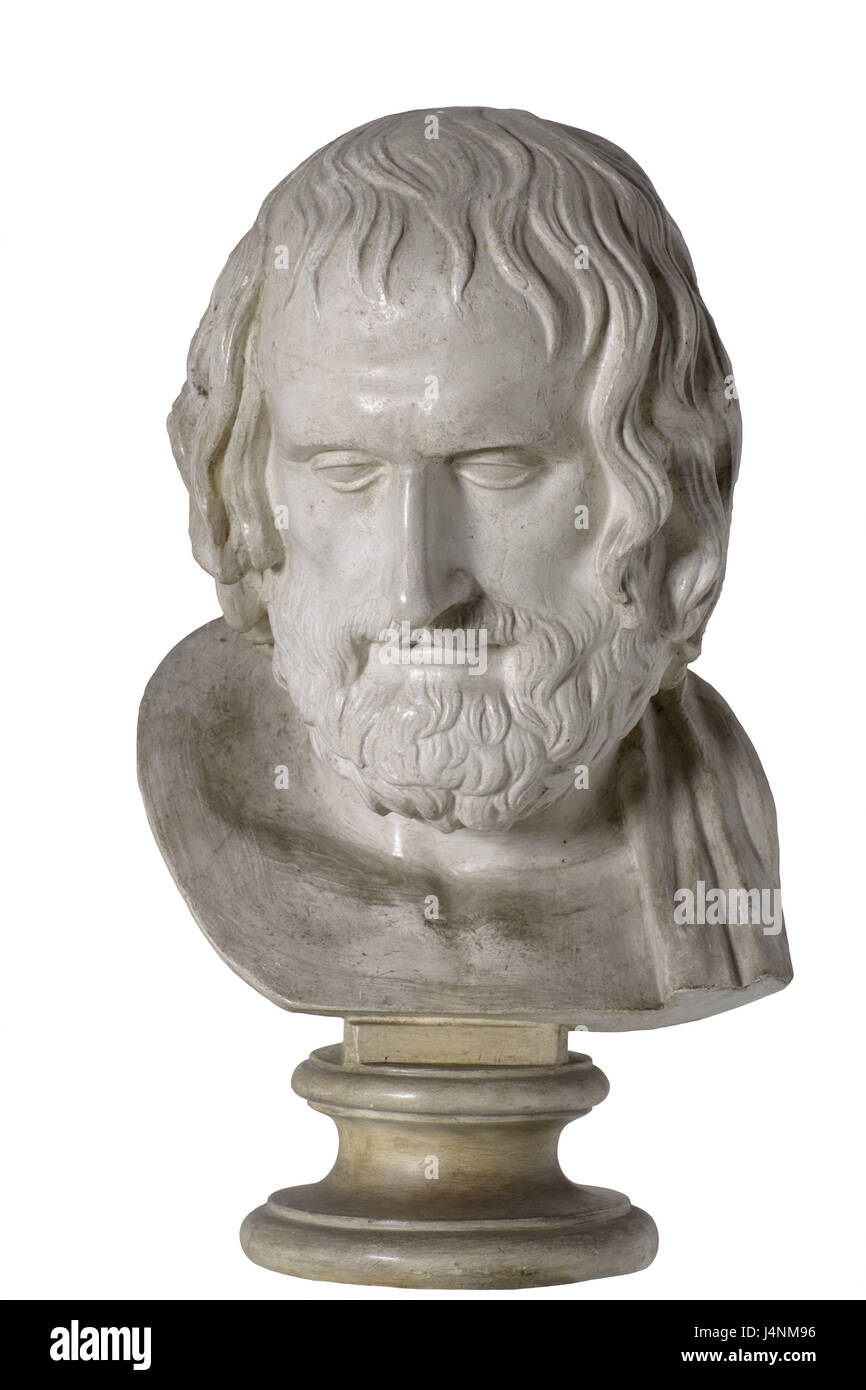 Bust, Euripides, art, sculpture, Frei's plate, portrait, man, writer, tragedian, Stock Photo