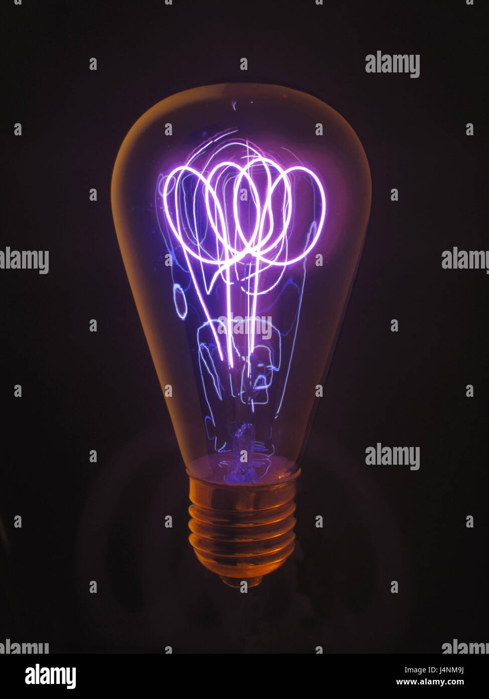 Light bulb, wire, shine, blast energy, electricity, electrically, light, technology, lamp, brightness, current, power consumption, filament, glow wire, studio, Stock Photo