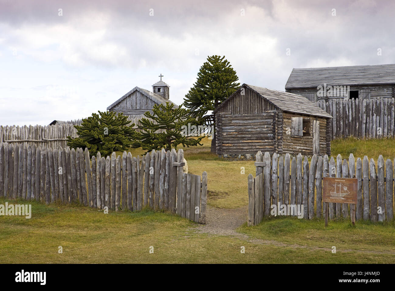 Chile, Patagonia, Punta Arenas, Fuerte Bulnes, timber houses, Stock Photo