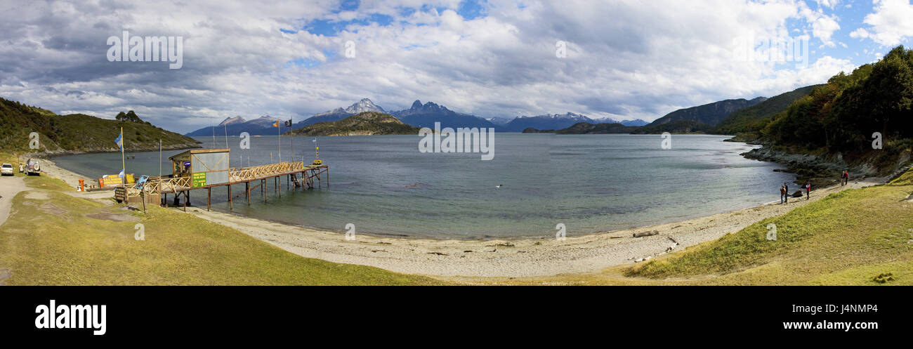 Argentina, Tierra del Fuego, beagle channel, landing stage, view, Stock Photo