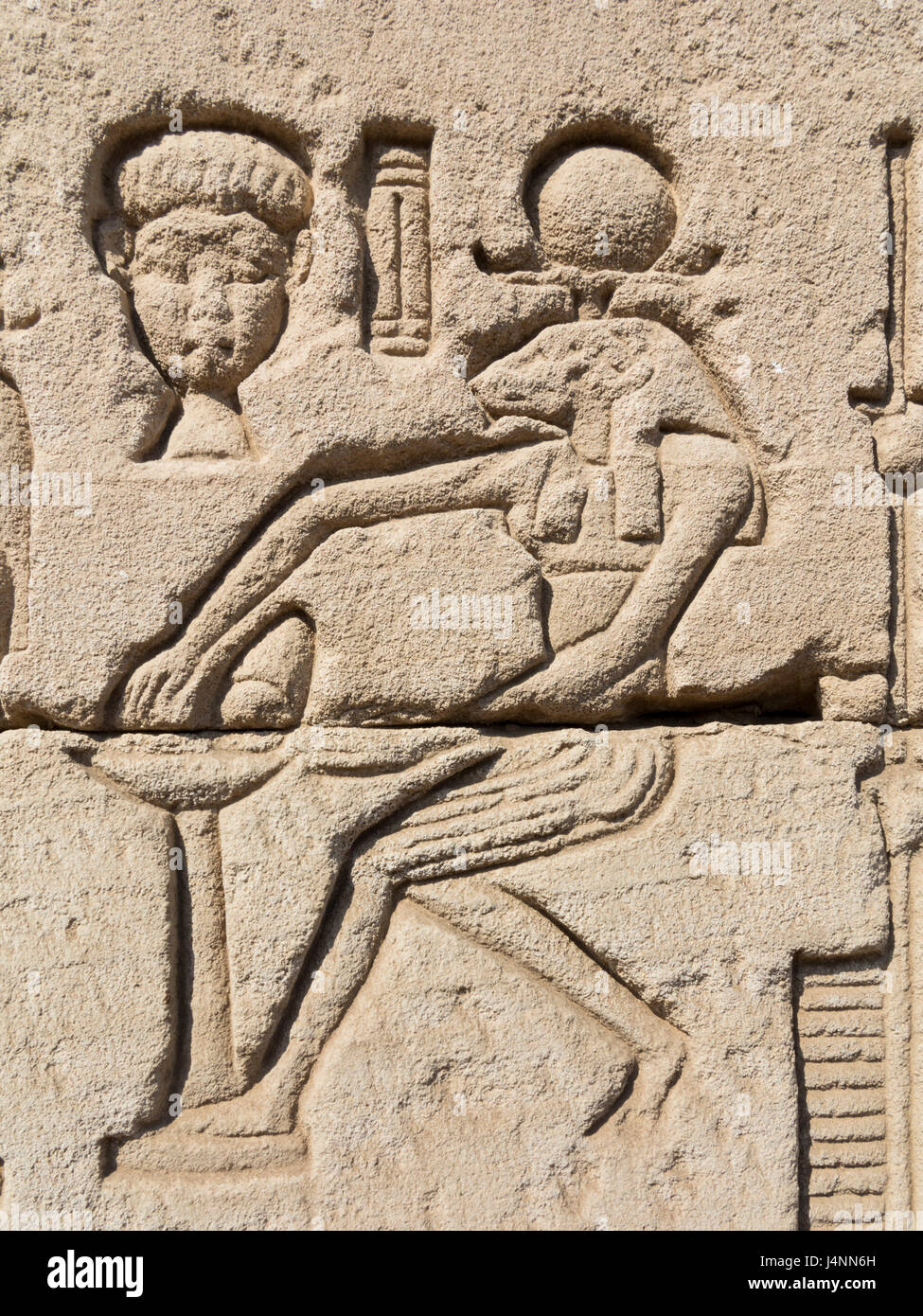 Relief work at Denderah Temple, near Qena City, Egypt Stock Photo